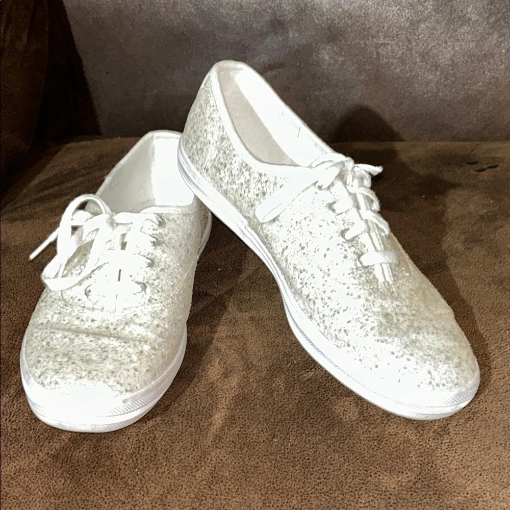 Keds Women's Sparkle Lace-Up Sneakers in Ivory Glitter